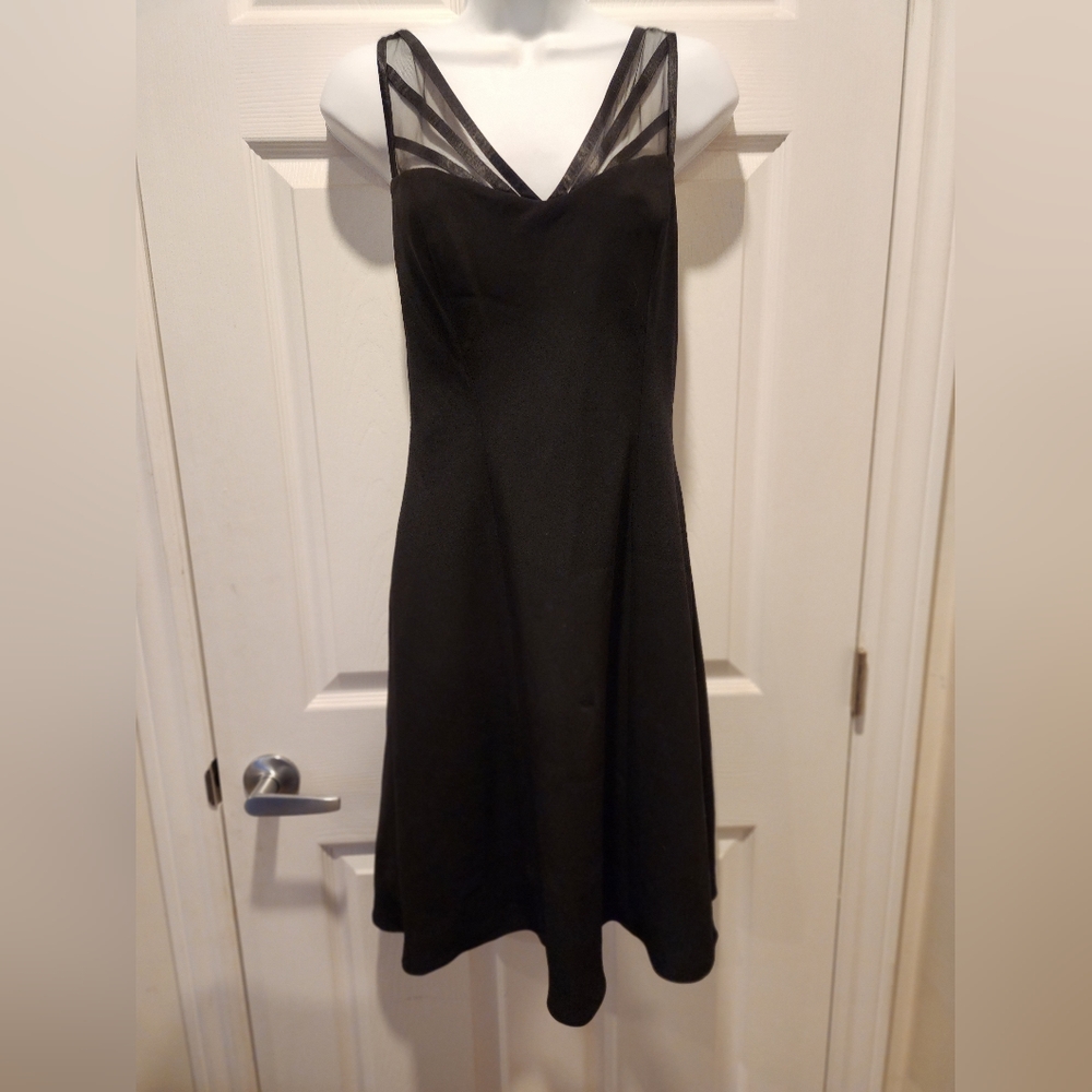 Evan Picone little black dress with sheer detail sz 10